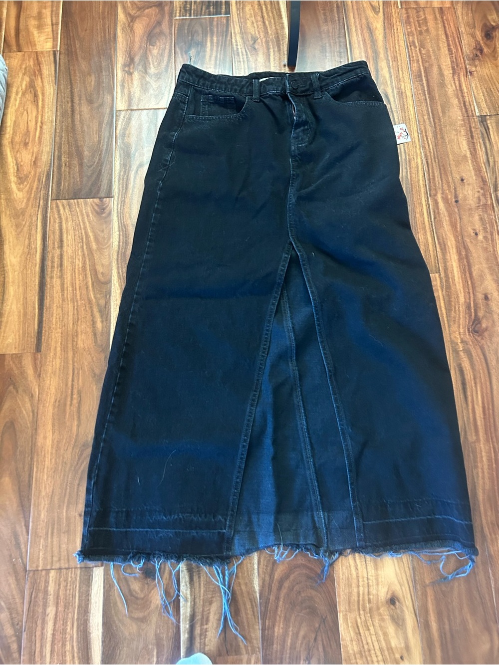 BDG Black Denim Maxi Skirt with Front Slit